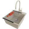 PRIMAGRAN Lavandino da Cucina Beige 43x50cm, Lavello in Granito a 1 vasca + Rubinetto 38x14cm + Set di accessori, Lavabo da Cucina Incasso al Mobile 45cm - Riga S210