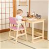 HUOLE Seggiolone Pappa in Legno, Sedia da Bambini per Studio e Mangiare, Altezza Regolabile da 35 a 51 cm, Carico da 90KG, per Bambini 8+ Mesi (48 * 46 * 78 cm - Rosa (2 pezzi))