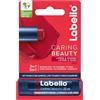 Labello Caring Beauty Red - Matita per la cura delle labbra con colore e protezione solare, con SPF 30, vitamina E e olio di mandorle biologico, balsamo per labbra e guance (4,8 g)