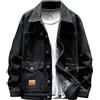 Generisch 2025 Giacca di jeans da uomo con vestibilità larga, per la primavera, casual, taglie grandi, colletto reversibile, cappotto di jeans Cappotto aderente da uomo, Nero , 5XL