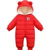 Generisch 2026 Tuta calda per neonati con, tuta imbottita, tuta da neve, mantello, giacca in piuma, per ragazzi, mantella, giacca impermeabile, giacca da pioggia, neonato 68, Colore: rosso, 12-18