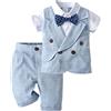 Yimutian Ragazzi Tuta da Battesimo Neonato Bambino Completini e Coordinati Gentiluomo, Completo Elegante a Quadri per Feste Matrimoni Blu 12-18 mesi