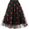ABAFIP Gonne ricamate da donna taglie forti vintage anni '50 floreale midi gonna lunga swing tulle gonna retrò, nero, XL