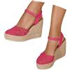 Generico Espadrillas Donna Zeppa, Espadrillas Donna Zeppa - Sandali in Pizzo a Punta Chiusa con Piattaforma, Cinturino alla Caviglia, Tacco Chiuso per Estate e Vacanze, Caffè 38