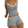 Beauace Set di biancheria da notte da donna casual a righe Y2K sexy canotta e pantaloncini set 2 pezzi pigiama estivo senza maniche set da notte per regali, Blu, S