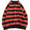 Generisch 2025 Maglione da uomo in maglia autunnale bicolore a righe girocollo uomo a maniche lunghe Trova cappotti, Colore: arancione., XL