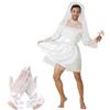 MYMG Costume da addio al celibato per Halloween, Carnevale da uomo, abito da sposa, abito da sposa, festival, addio al celibato, in pizzo, bianco, taglia unica