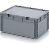 Auer Packaging Contenitore europeo con coperchio a cerniera ED 64/27 HG 56 l scatola di plastica 60 x 40 x 28,5 cm con manici chiusi, contenitore industriale impilabile