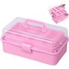 Kongming 32 cm valigetta fai da te per bambini, 3 scaffali, contenitore multiuso con coperchio, scatola per piccoli oggetti, organizer, scatola da cucito, valigetta medica, cassetta degli attrezzi