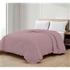 IlGruppone Copriletto Trapuntato con Frill Matrimoniale Trapuntino Tinta Unita Due Piazze con Balze Coperta Leggera Primavera Estate Trapunta Coperta Leggera con Balza Applicata - Rosa - Matrimoniale