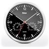 MEBUS Quarz-Wanduhr mit Thermometer und Hygrometer/silberner Rahmen/schwarzes Zifferblatt / 25cm Durchmesser/Rund/Modell: 56731 / Farbe: Silber, Schwarz