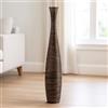 Leewadee Vaso da Terra Grande Alto 65 cm - Vaso Marrone Legno di Mango Fatto a Mano da Interno Erbe della Pampa
