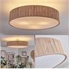 hofstein Lampada da soffitto HOFSTEIN Foggia, lampada in metallo/paglia di giunco/plastica nichel opaco/naturale/bianco, rotonda dal design moderno (Ø 60 cm), E27, sala pranzo, soggiorno, camera letto, cucina