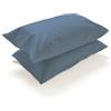 PARAMAISON Coppia Federe Cuscino Letto, Morbide Traspiranti, Set 2 Copricuscini Cotone 100% a Sacchetto, Tinta Unita | 52x82 cm Polvere
