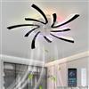 KVOYYIRA Lampadario Ventilatore Silenzioso Camera Da Letto, Lampadario Con Pale Per Bambini RGB LED Dimmerabile Reversibile, Ventilatore Soffitto Con Luce Con Motore CC e Telecomando, Nero