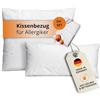sleepling Set di 2 cuscini antiacari 40 x 80 cm, per persone allergiche, protezione contro acari e polvere di casa, Evolon Encasing, 95 gradi di cottura, Made in Germany, bianco