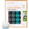 GuirLED - Ghirlanda luminosa con sfere in cotone LED USB, controllo vocale - Amazon Alexa & Google Assistant - Programmabile all'infinito - Adattatore CA 2xUSB incluso - 24 Sfere da 2,4m - Mangrove