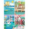 DCIDBEI 4 Pezzi Diamond Painting Paesaggi Olandesi 40x50cm Diamond Painting Astratti Adulti Puzzle con Diamanti Paesaggio Della Florida Florence Sydney Amsterdam Puzzle con Perline Incollare Paesaggi