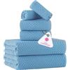 CASA COPENHAGEN, Set Regalo di Asciugamani di Design da 6 Pezzi in 100% Cotone Egiziano - Azzurro Polvere, 550 g/m² (2 Teli Bagno, 2 Asciugamani Viso, 2 Ospiti) Confezione Regalo per Uomo e Donna