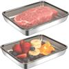 Trendecor Chrrapte - Set di 2 contenitori per affettati, per alimenti con coperchio, impilabili, in acciaio inox, ermetici per formaggio, carne (30 x 25 x 5 cm)