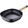 BERGNER - Bistecchiera quadrata 28cm in alluminio con manico soft touch effetto legno, linea Earth Black induzione