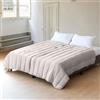 IlGruppone Piumino 4 Stagioni Matrimoniale con Calore Differenziato Modulabile Con Bottoni Clip (Panna-Tortora)
