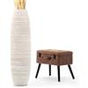 Leewadee Vaso da Terra Grande Alto 105 cm - Vaso Bianco Legno di Mango Fatto a Mano da Interno Erbe della Pampa