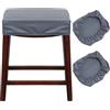 LIWLLIUA 30x40cm Fodera/Copri Coprisgabello Quadrato con Elastico Sgabelli da Bar Rettangolare Coprisedili Lavabili per Cucina Sgabello Sedia Pianoforte Panca Sedile Protezione,Silver Gray pu,2pcs
