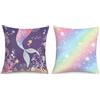 Joymaison Federe per Cuscini Divano 45x45 set di 2 Viola Bambine Sirena Arcobaleno Federa Copri Cuscino Coda di Sirena Coralli Oceano Federe Confezione Copricuscini Quadrati per Camera Bambine Asilo