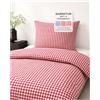 texpot Biancheria da letto in stile rustico a quadri rossi, 1 x 1 cm, con chiusura lampo (set 135 x 200 + 80 x 80 cm).