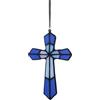 GORGECRAFT Croce da Parete in Acrilico da 10 x 16cm Blu Battesimo Fedele Grazia Crocifisso A Forma di Croce Decorazione da Appendere alla Finestra per Soggiorno Cameretta Interni Esterni Natale