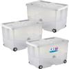 Sicignano Casalinghi Ingrosso Casalinghi Sicignano Contenitore Trasparente Storage Box Vasco con Coperchio Doppia Apertura ? Multiuso Salvaspazio per Giocattoli Abiti Libri, Impilabile, Capacità 57 L (Bianco, 3, unità)