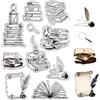 CRASPIRE Libri Timbri Trasparenti Lente d'Ingrandimento Penna D'Oca Riutilizzabili Sigilli per Timbri in Silicone Trasparenti retrò per Scrapbooking Album Fotografico Decorativi Biglietti per Diario