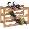 WENKO Scaffale porta bottiglie di vino Norway, scaffale legno per vino fino a 12 bottiglie, portabottiglie in noce da terra a 3 piani
