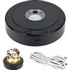 JOJOCY Base rotonda girevole a LED, 4 modalità di rotazione e 8 modalità di luce, base rotante a colori multipli per statue di cristallo, sfera di vetro arte di vetro (nero)