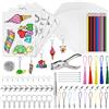 PLULON 194 Pz Kit plastica termorestringente, carta termoretraibile vuota, carta patinata termoretraibile, perforatore, pinzette, matite, portachiavi Accessori per ornamenti fai da te