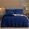 YASMENG Copripiumino in flanella 200 x 200 cm, invernale, caldo, blu scuro, grigio pile, set da letto in flanella, morbido e morbido, morbido, biancheria da letto matrimoniale, con cerniera e federe