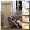 tectake® Lampada da Terra LED 20W, Piantana LED con Luce da Lettura Integrata, Arco Flessibile, Dimmerabile, Temperatura Colore Regolabile, Pannello Touch, Telecomando Magnetico - Nichel Opaco