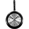Timelike Orologio da parete, 25,4 cm, in metallo, con padella, orologio da parete per cucina, decorazione per la casa, orologio da parete unico a tema cucina, con cacciavite (nero)