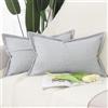Madizz 2 Pezzi Poliestere Lino Copricuscini con bordo largo Morbido Decorativo Fodere per Cuscino Lusso Stile per Divano Camera da Letto 30x50 cm Viola grigio
