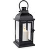 Sophisticate Lanterna per Candele All'aperto Nero,Lanterna Retrò Resistente Alle Intemperie in Metallo Nero,Lanterne per Candele in Acciaio Inox con Vetro Temperato, per Esterni, Portacandele e Decorazione