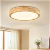 Dehobo Plafoniera LED Soffitto in Vero Legno 30cm, 3100LM 24W Plafoniera LED, Ra>83 4cm Sottile Lampada LED Soffitto, Luce Naturale 4500 K per Camera da Letto, Soggiorno, Corridoio e Studio