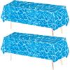 Mikihat 2 pezzi Tovaglia Plastificata Rettangolare, Tovaglie Rettangolari, Tovaglia Impermeabile Blu, Tovaglia Tavolo Modello Wave 137x274cm Copritavolo Per Natale Banchetto Tovaglia Matrimonio