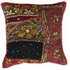 Rastogi Handicrafts Federa decorativa per cuscino, in cotone ricamato, patchwork tradizionale, indiano, fatta a mano, colore: marrone