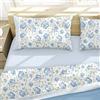Morfeo Completo letto matrimoniale fantasia fiori Torino rose Puro cotone 100% Set lenzuola sopra, sotto con angoli fino a 30 cm e federe (Blu, Azzurro, Celeste)