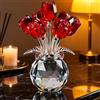 Generic Bouquet di rose in cristallo con vaso rotondo, ornamento floreale in vetro da collezione per casa, feste, matrimoni, regali romantici per donne per San Valentino, festa della mamma, Natale