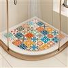 SHIJHUI Tappetino da doccia angolare, antiscivolo, anti muffa, a settore, in PVC, arancione, 60 x 60 cm