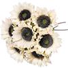 Laelfe Girasoli Finti d'automne, 7 Pezzi Fiori Finti di Seta a Gambo Lungo Realistici Girasole Finto Decorazioni per la Casa Autunno Matrimonio Ufficio Compleanno Party Centrotavola