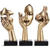 oliruim 3 statue pensatrici, scultura artistica astratta nera dorata moderna decorazione per la casa decorazione da tavolo regalo di Natale Capodanno (3 pezzi oro)