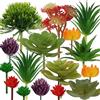 QUOZUO 16 Pezzi Grasse Finte Decorative, Piante grasse artificiali, mini piante grasse finte per fai da te, decorazione da parete e giardino (non in vaso)